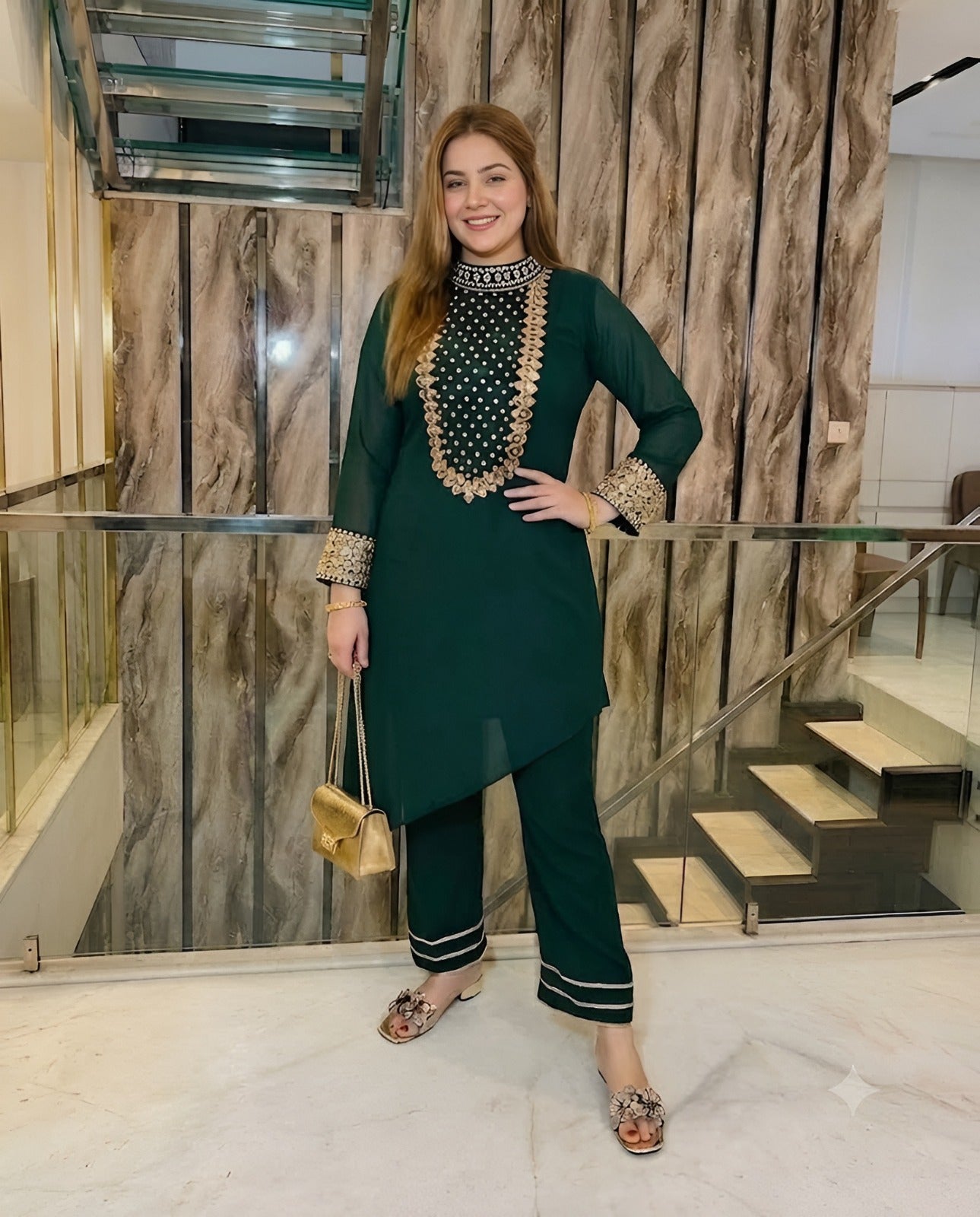 Festive Green Kurta Set