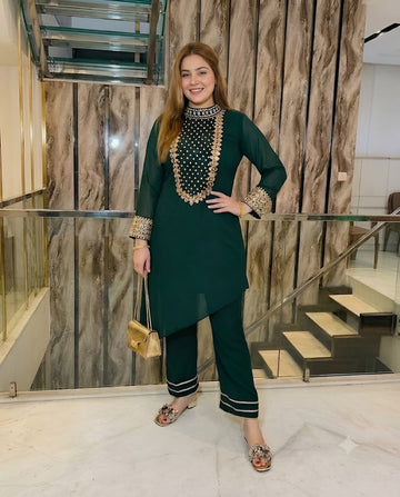 Festive Green Kurta Set