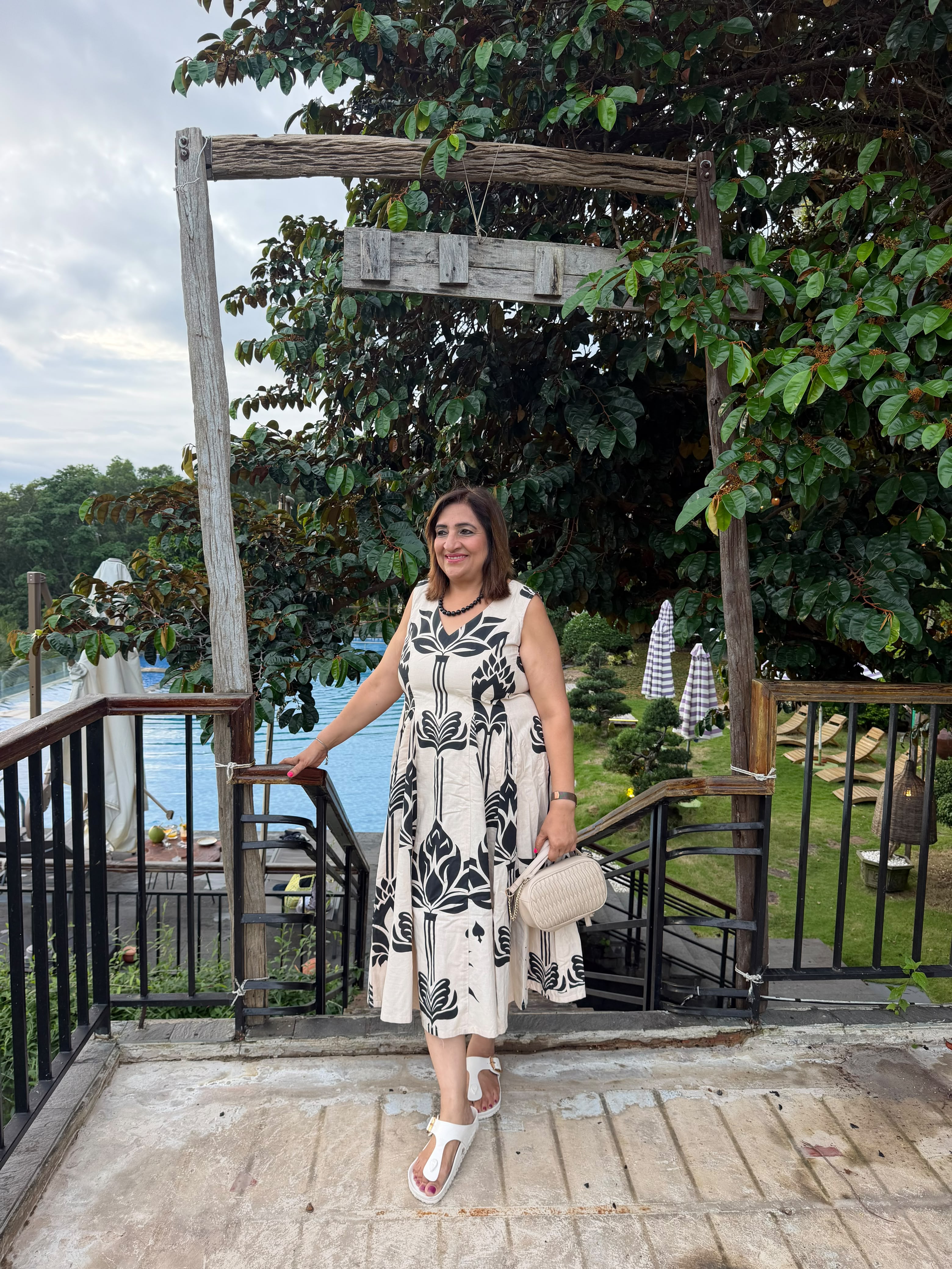 Botanical Printed Cotton Midi Dress