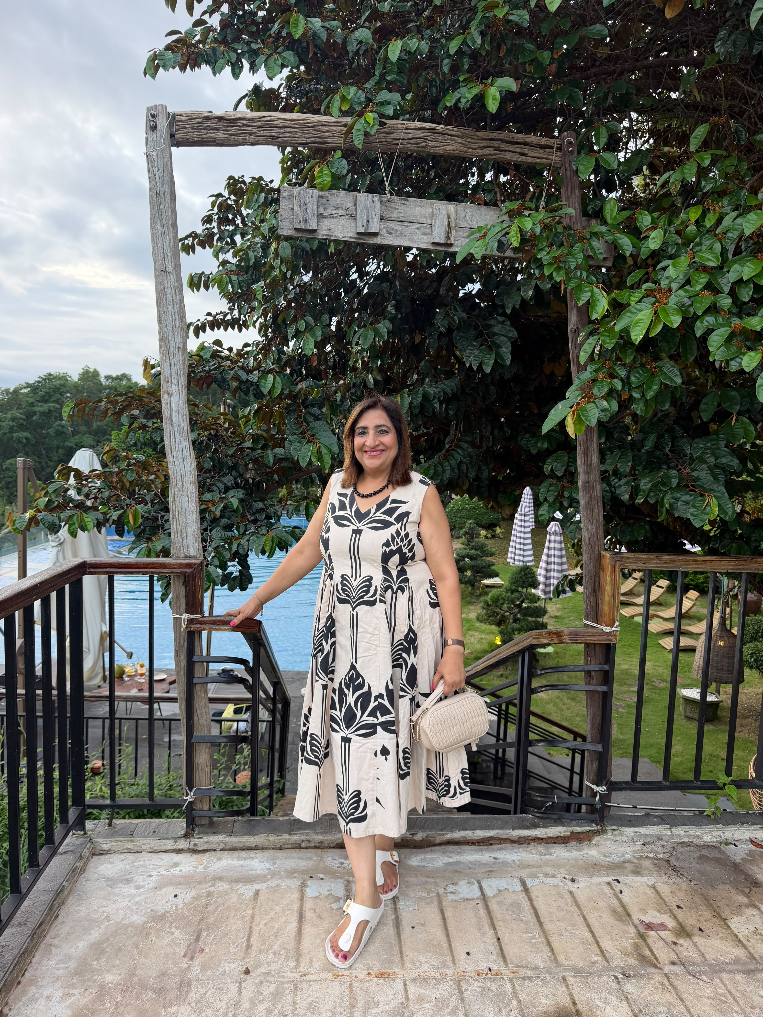 Botanical Printed Cotton Midi Dress