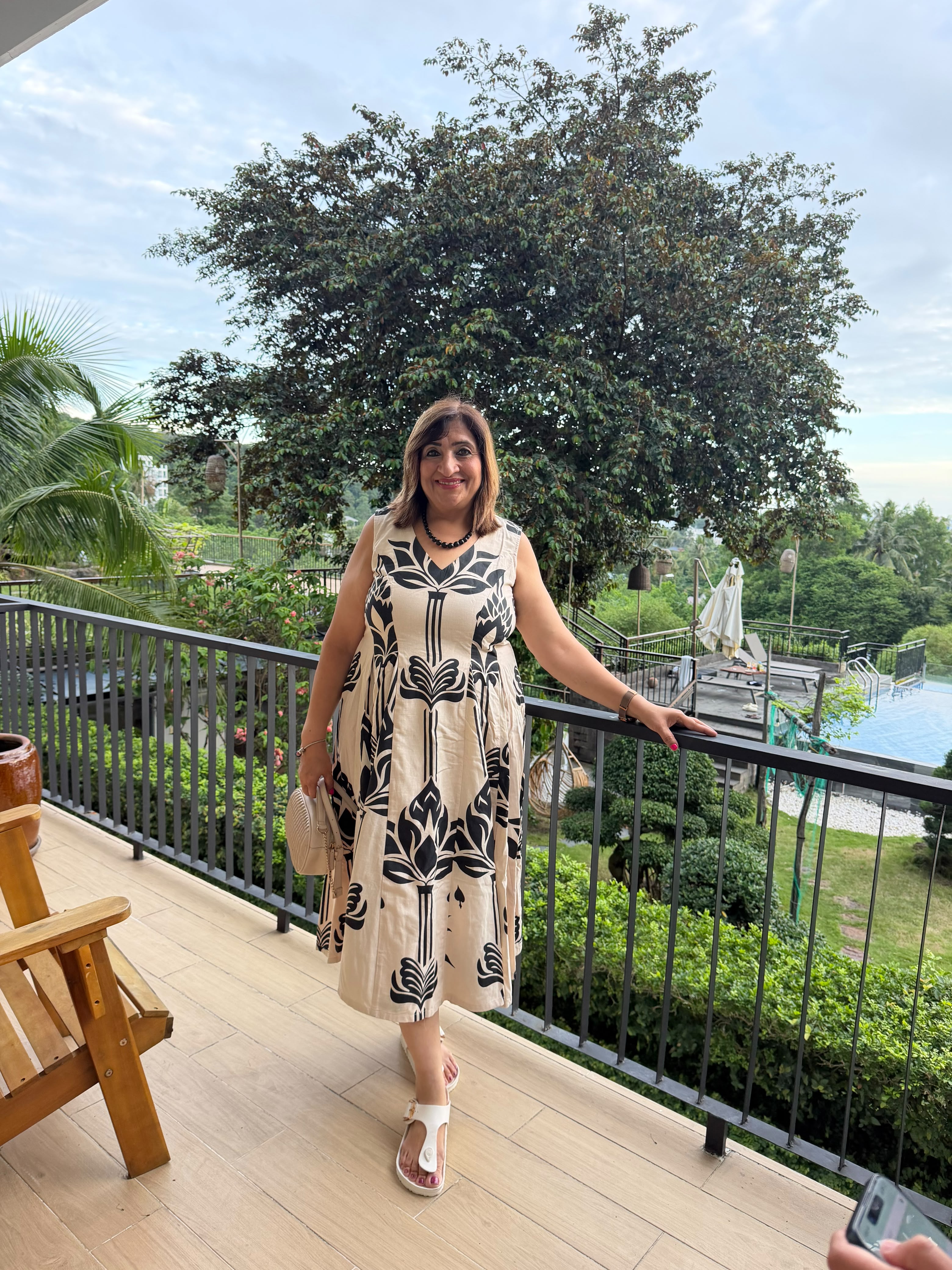 Botanical Printed Cotton Midi Dress