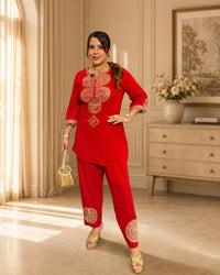 Sunrise In Cherry Farshi Co-Ord