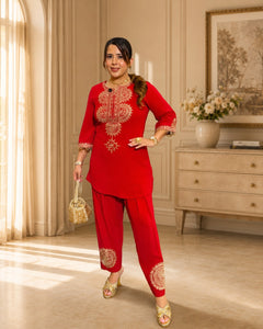 Sunrise In Cherry Farshi Co-Ord