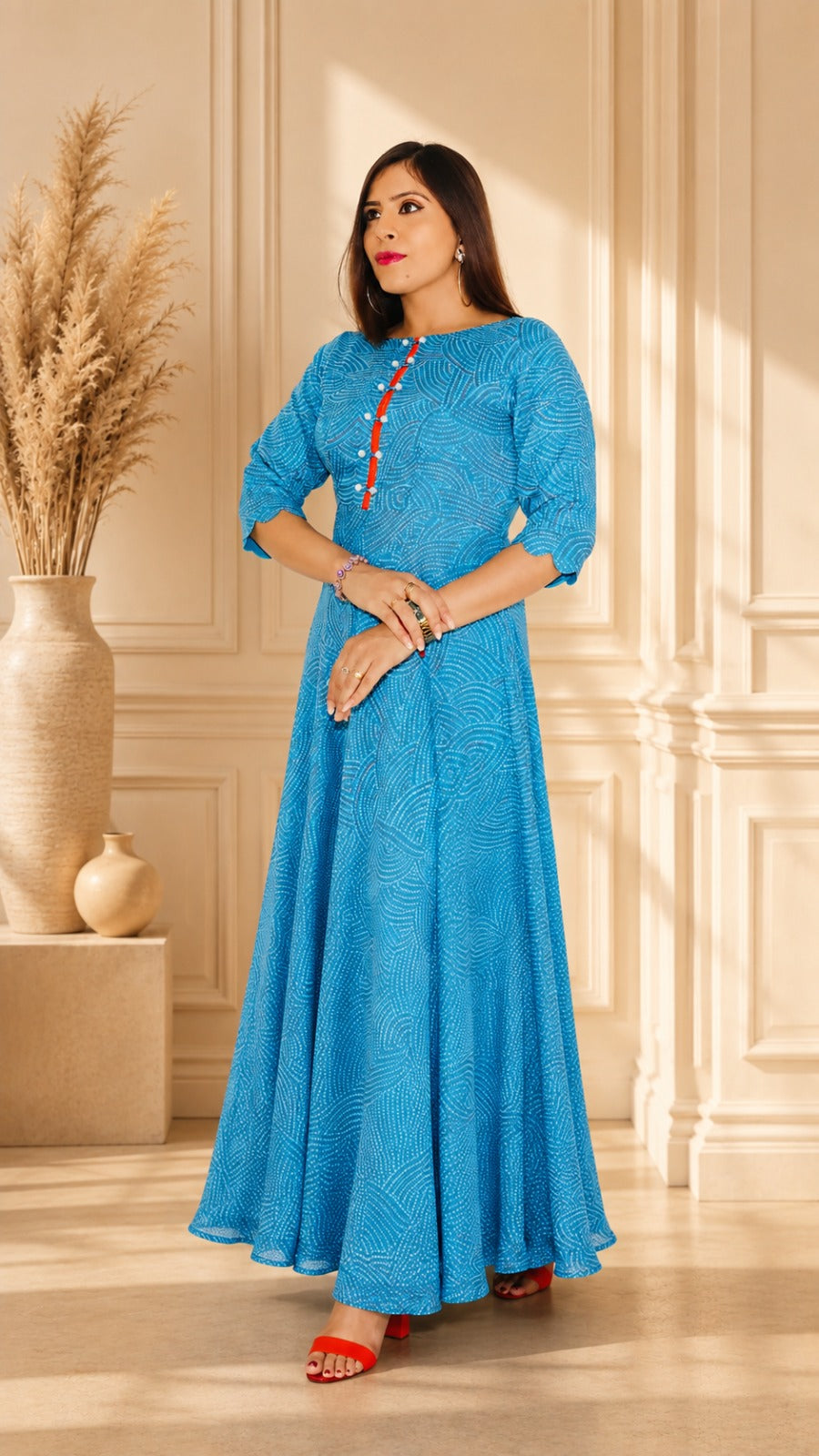 Sky Blue Bandhini Maxi