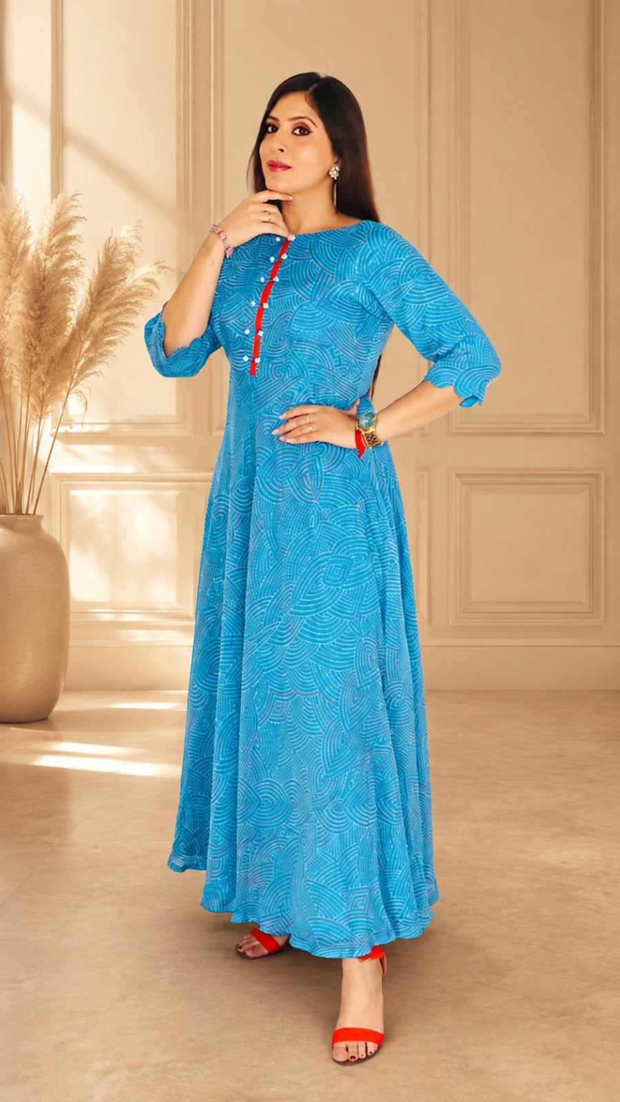 Sky Blue Bandhini Maxi