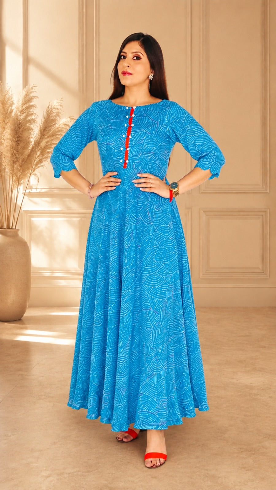Sky Blue Bandhini Maxi
