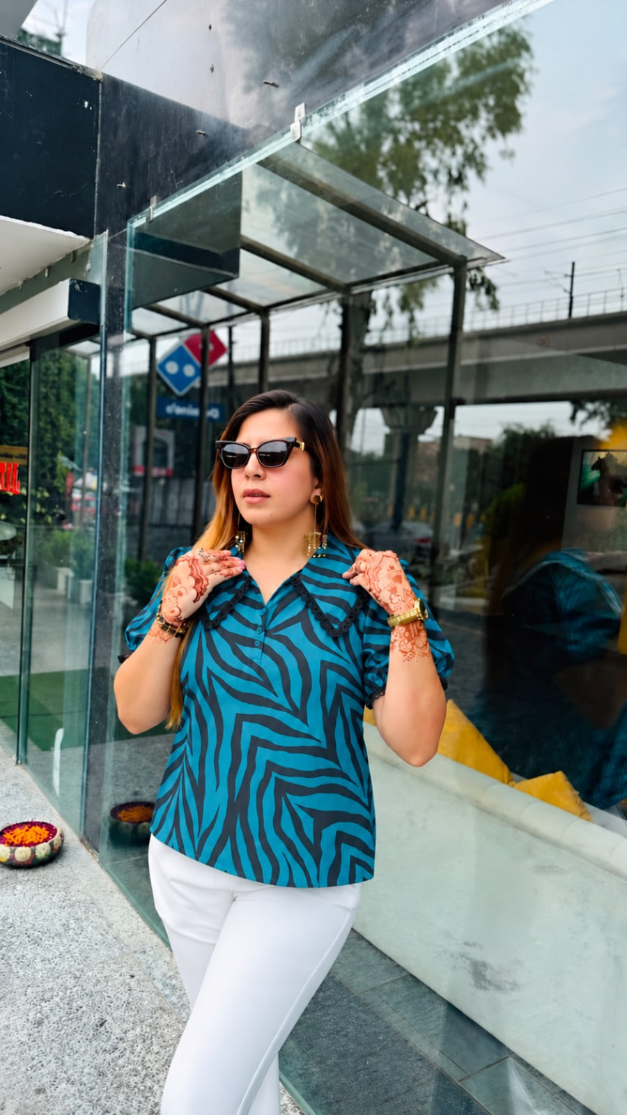 Teal Zebra Print Shirt