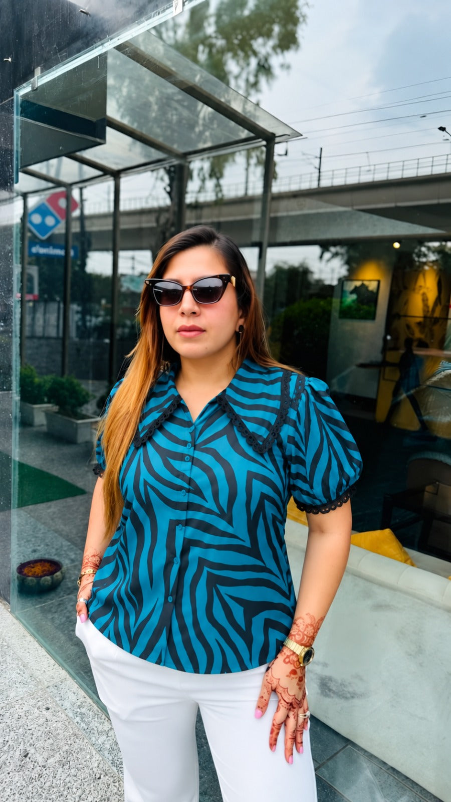 Teal Zebra Print Shirt