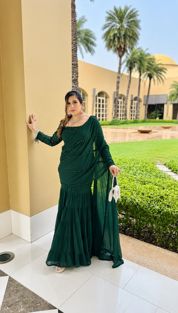 Green Date me Karva Fish Cut Saree