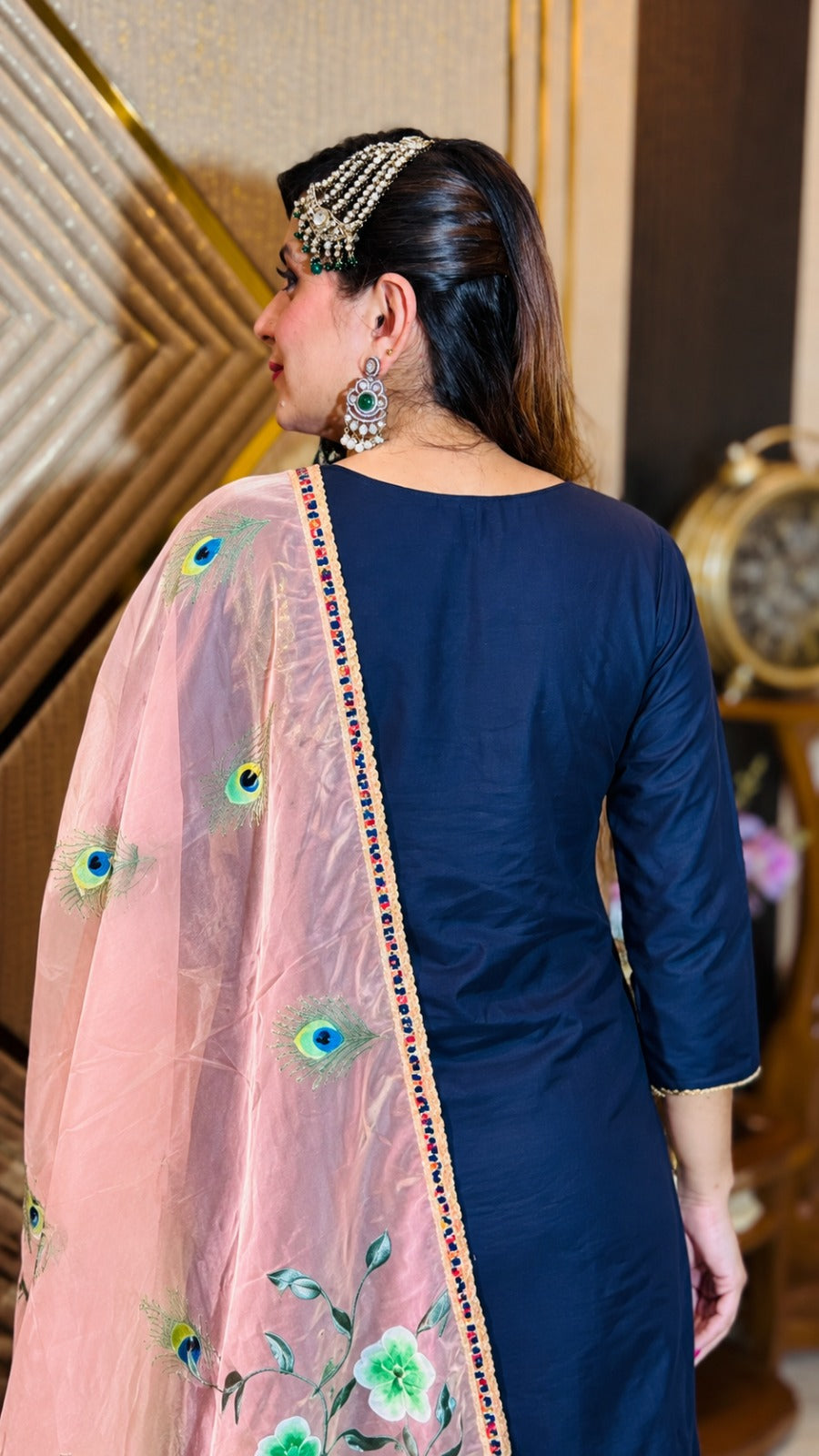 Navy Blue Suit With Dupatta