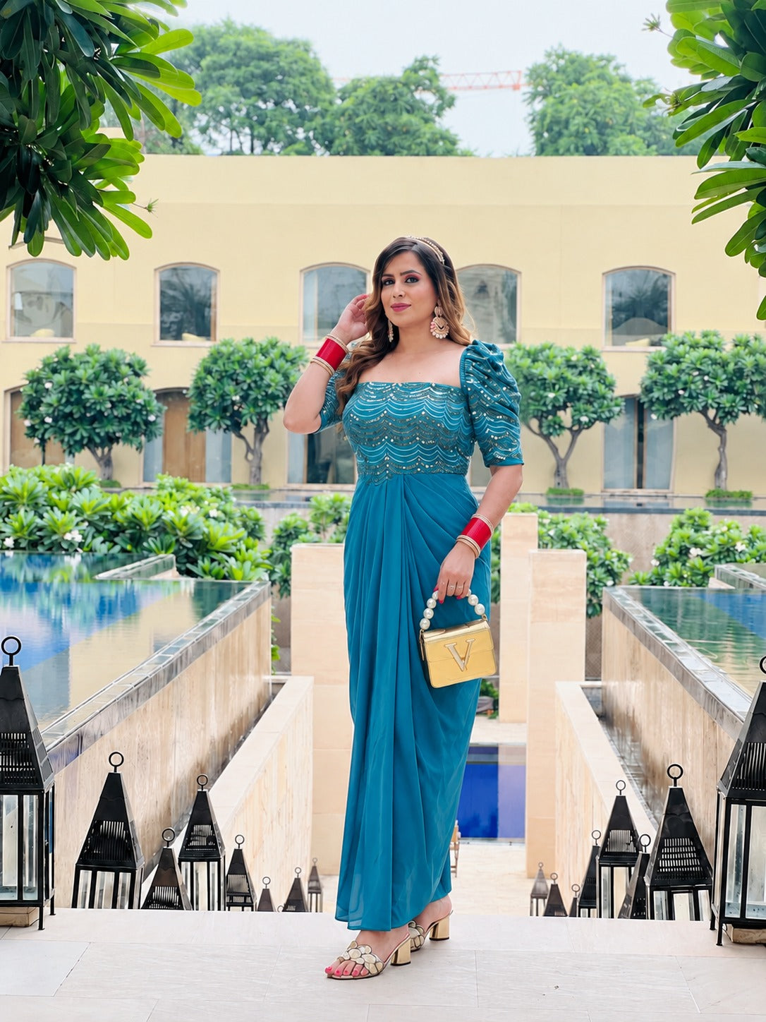 Peacock Glamour Tulip Drape