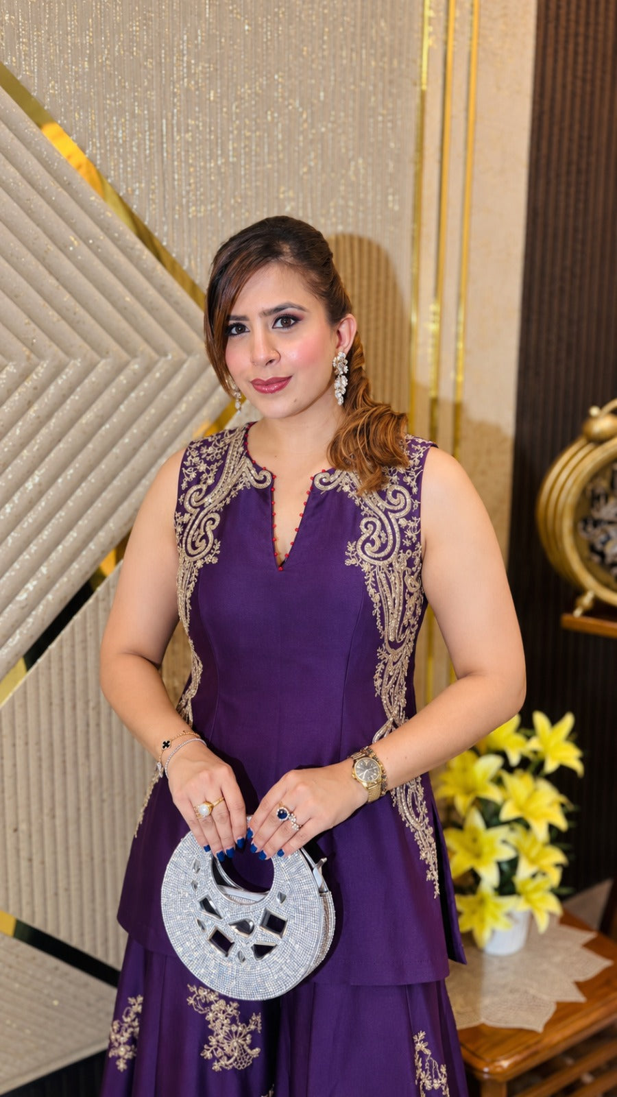 Sovereign Purple Chanderi Sharara Set