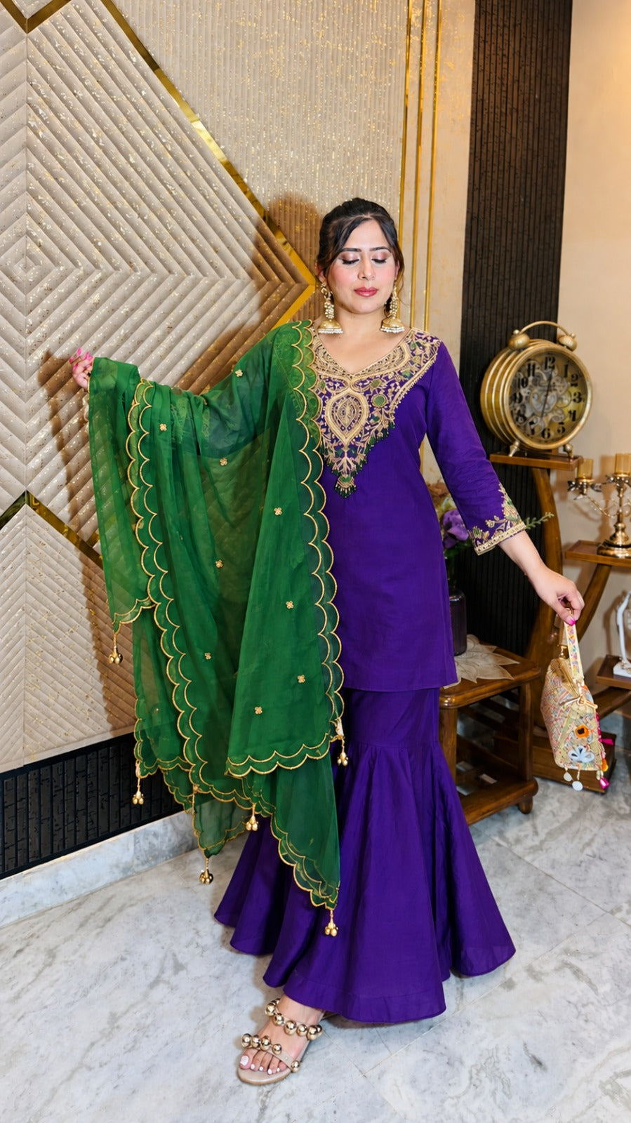 Purple Zardosi Sharara Set