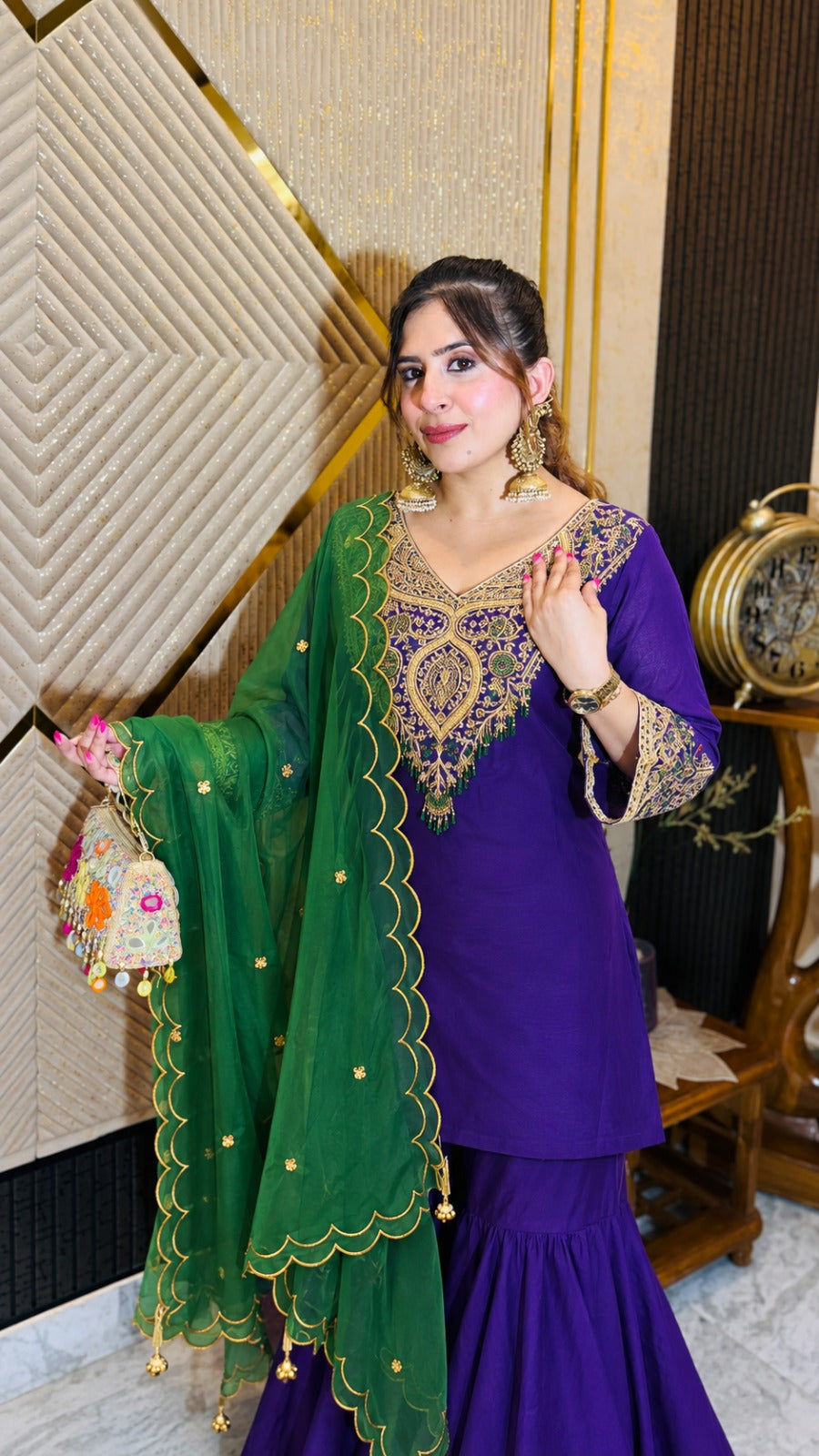 Purple Zardosi Sharara Set