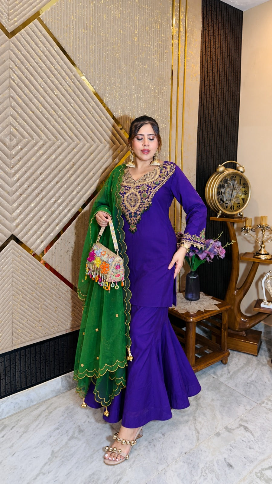 Purple Zardosi Sharara Set