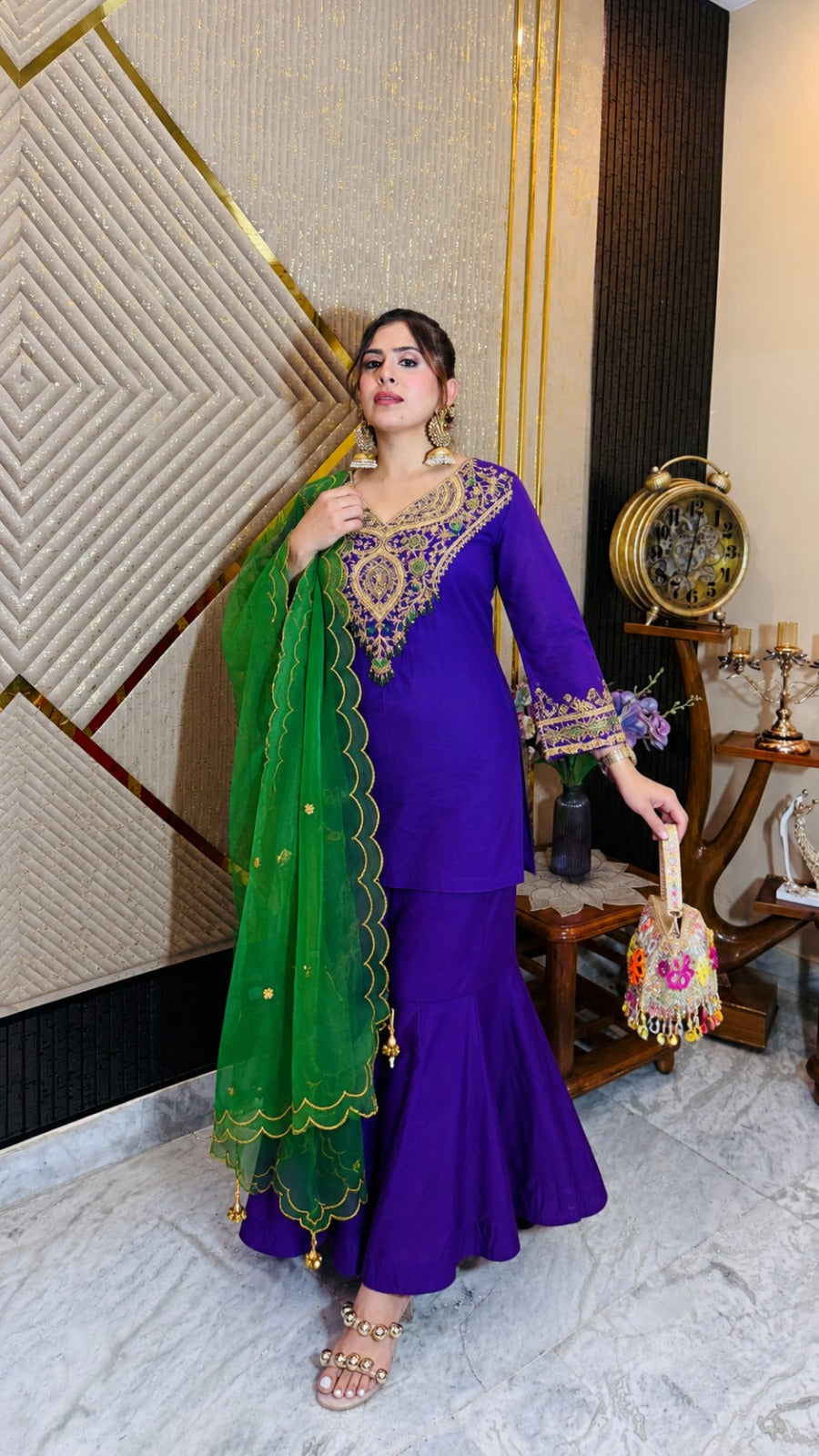 Purple Zardosi Sharara Set