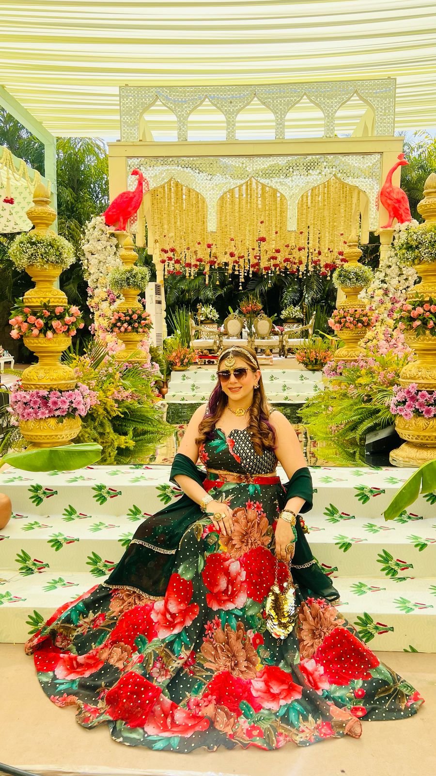 Green Bougainvillea Lehenga