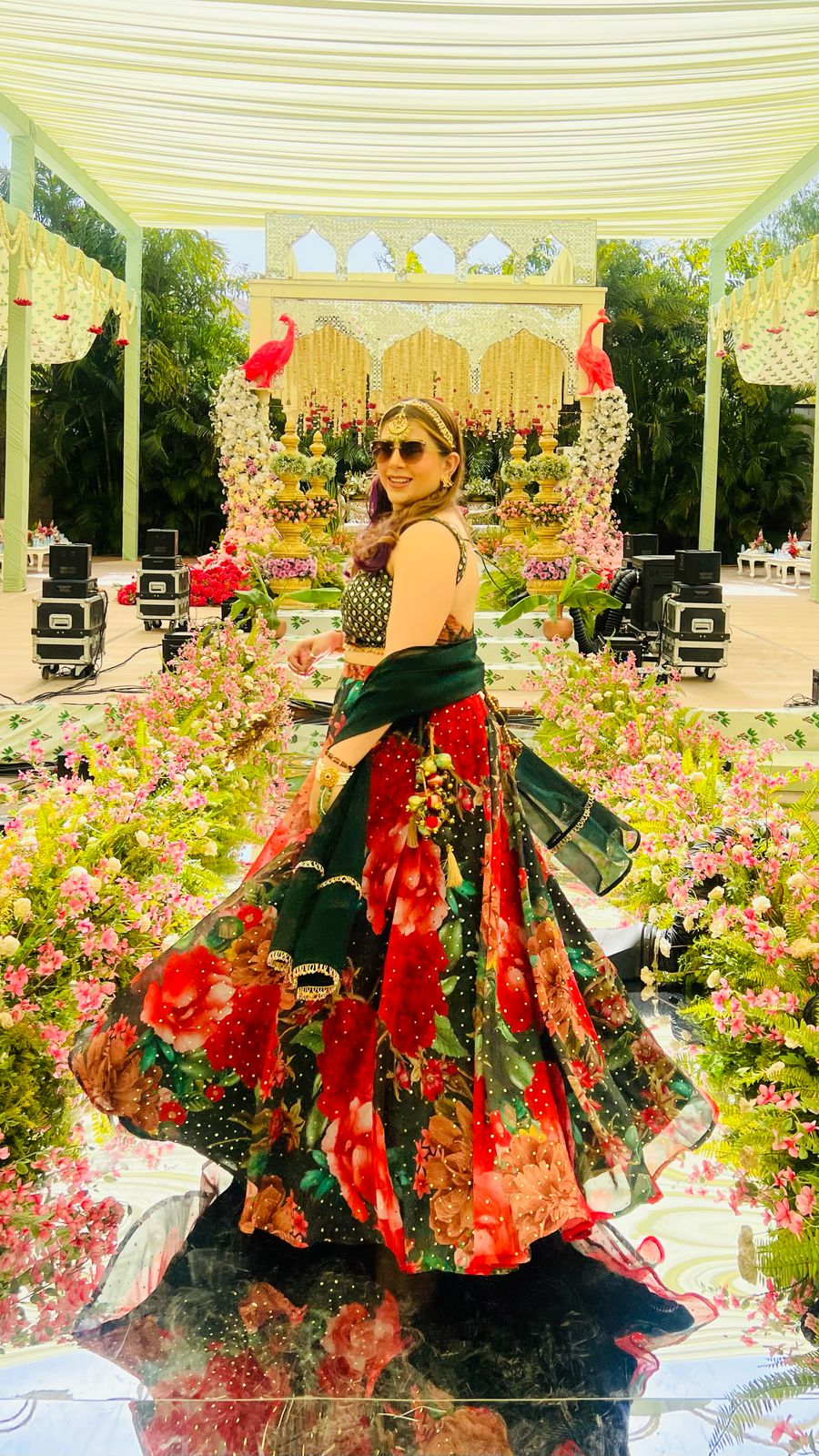 Green Bougainvillea Lehenga