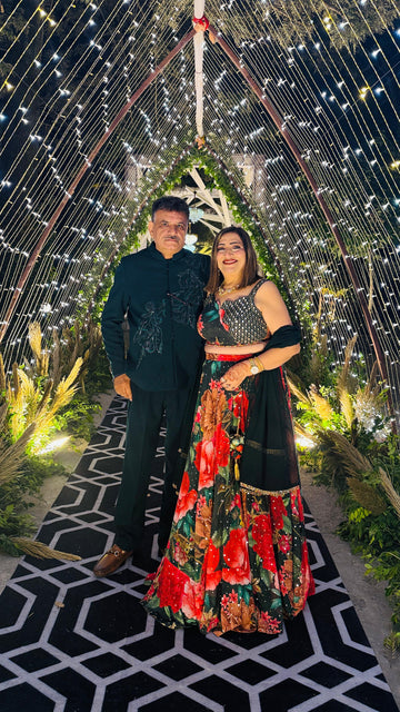 Green Bougainvillea Lehenga