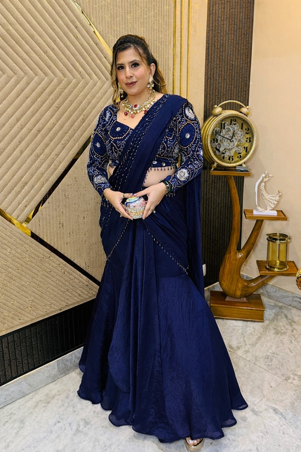 Fringe Drama Fish Cut Saree