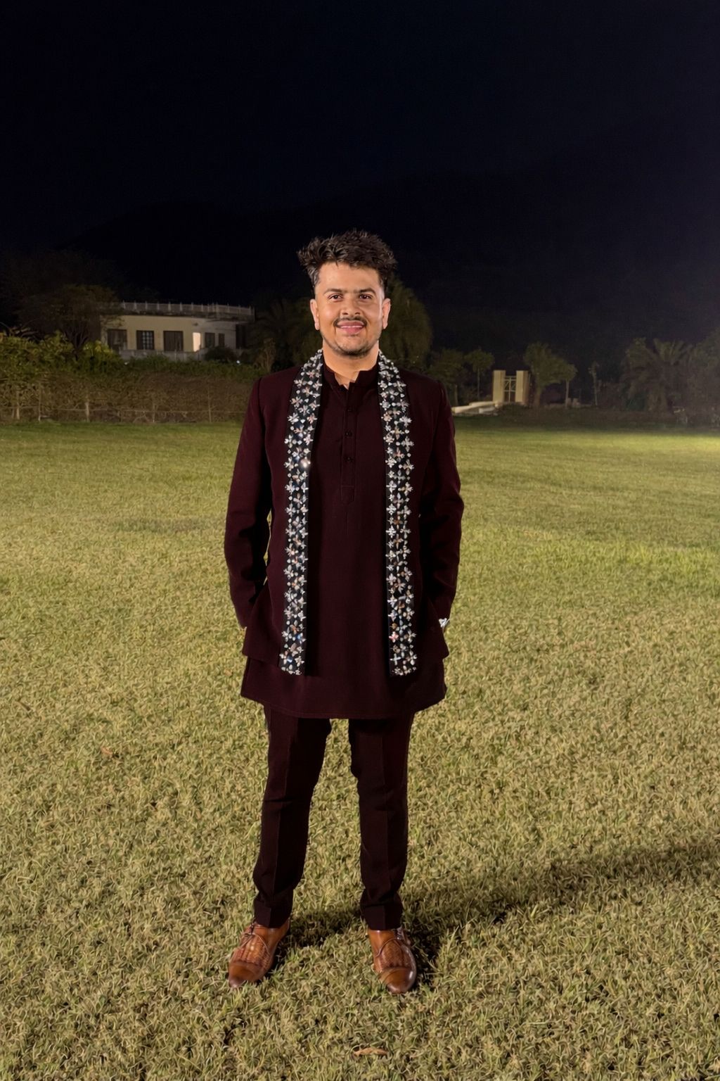 Hand-Embroidered Japanese Lycra Kurta Set