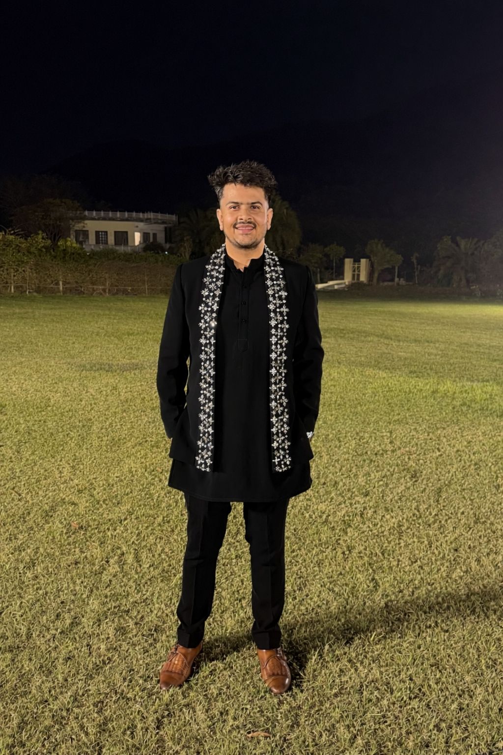 Hand-Embroidered Japanese Lycra Kurta Set