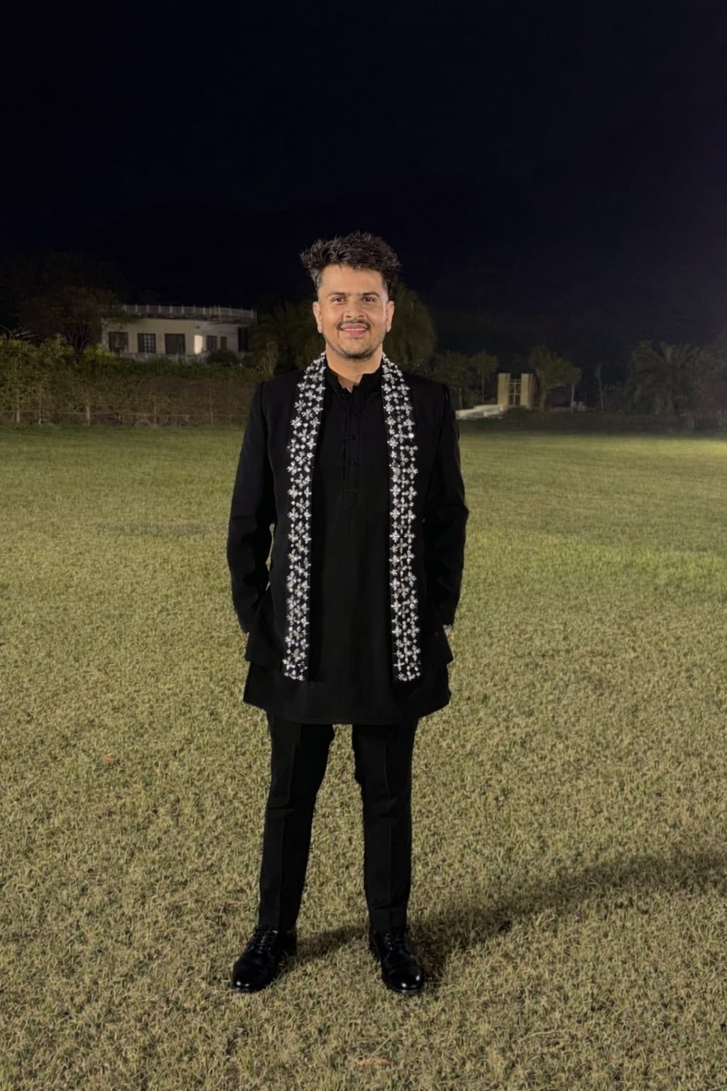 Hand-Embroidered Japanese Lycra Kurta Set