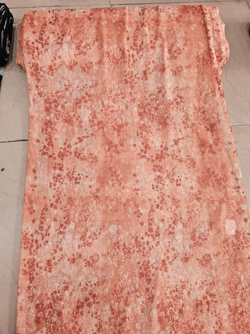 Peach Abstract Print Chiffon Fabric | Lakhina Couture