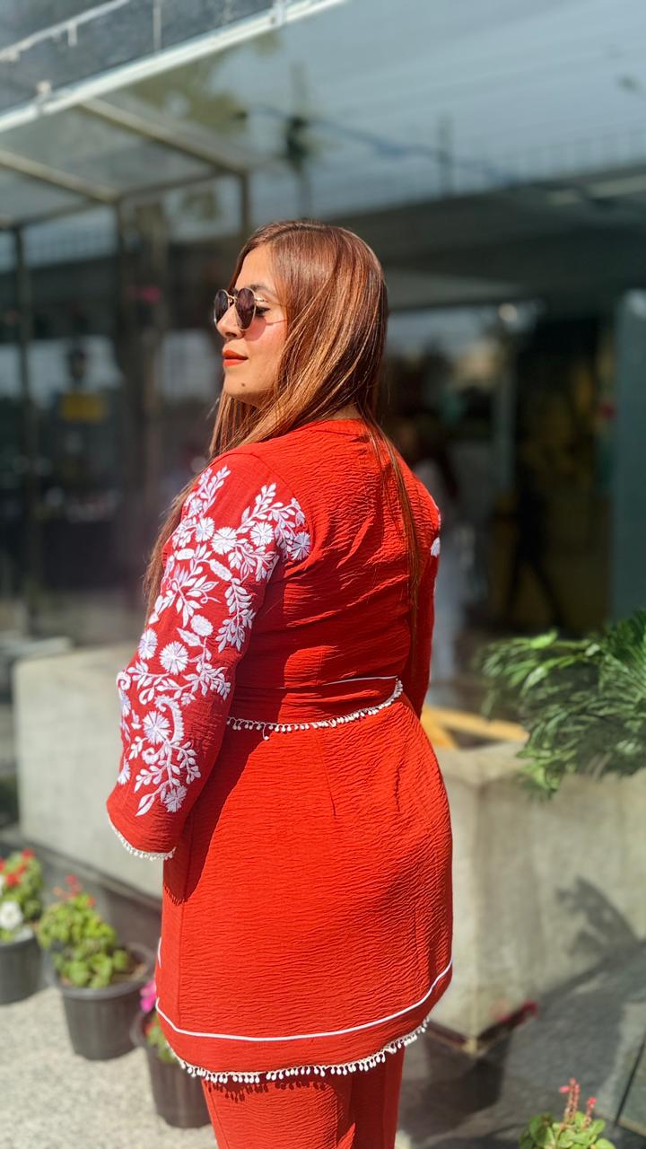 Rust Cotton Linen Crush Co-Ord | Lakhina Couture - Look 3