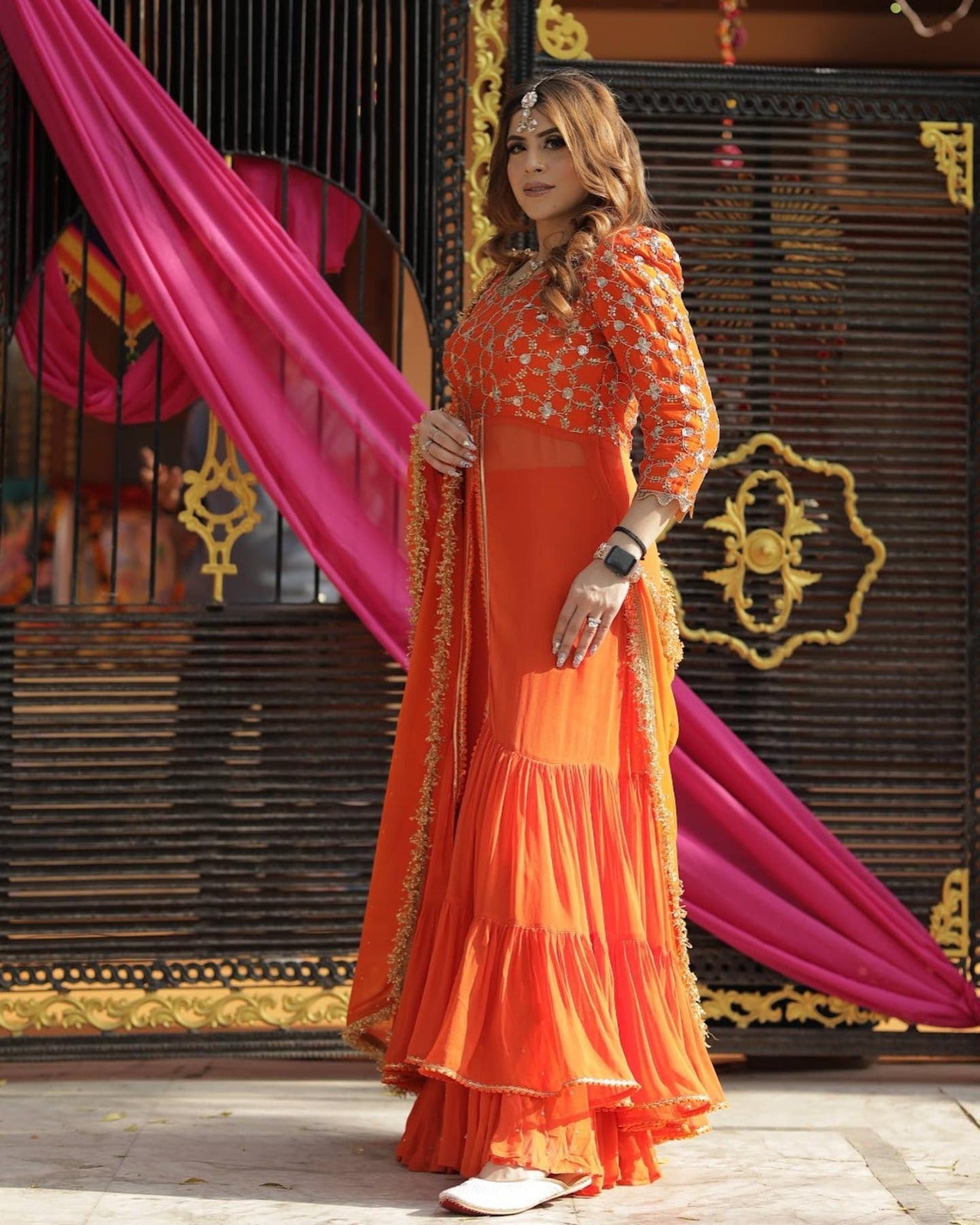 Orange Garara Suit  With Dupatta