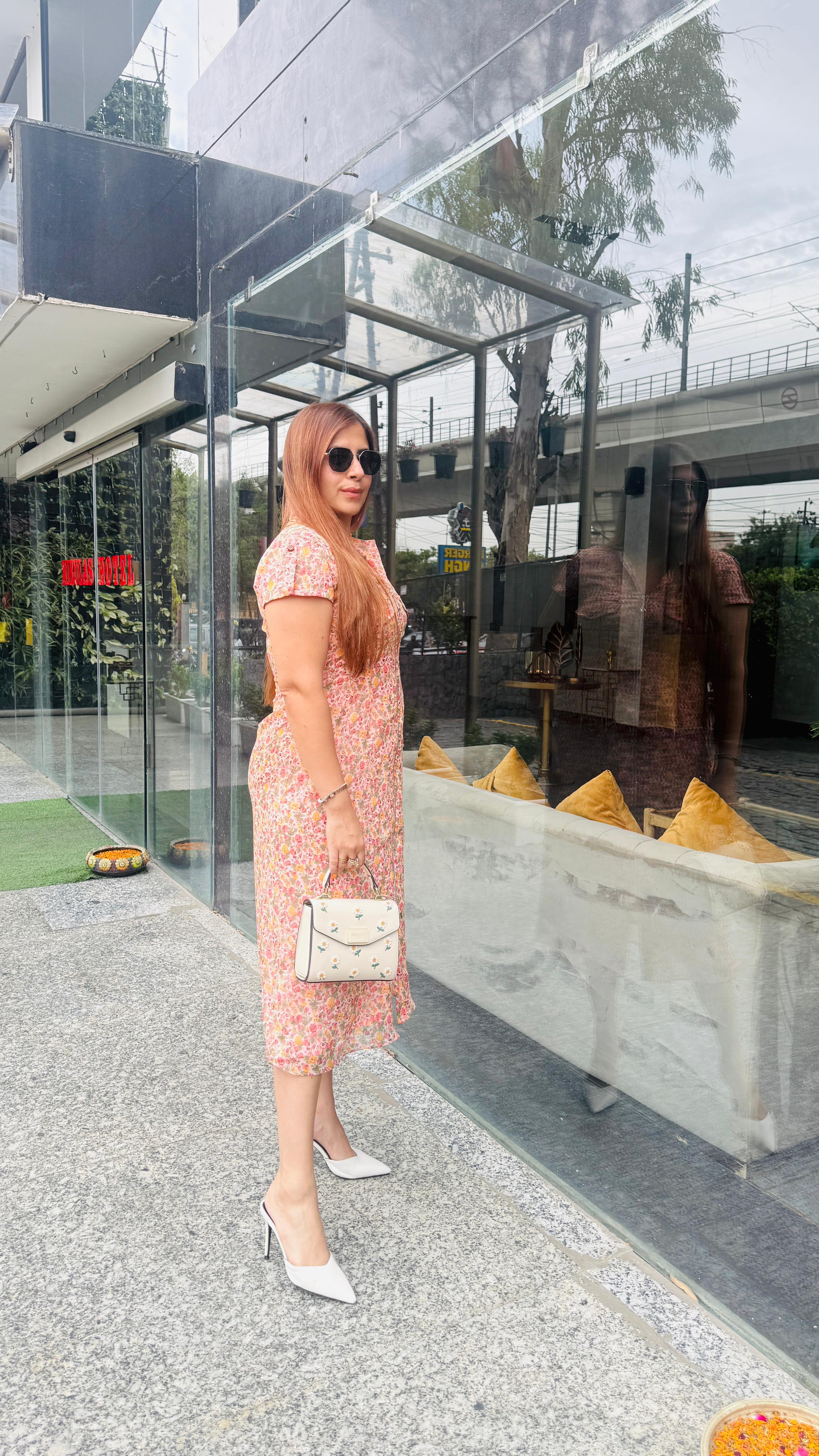Zip Up Peach Midi Dress
