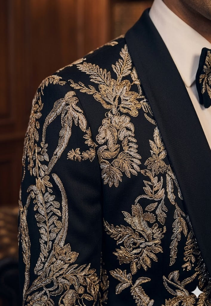 Noir Regal Embroidered Tuxedo Set