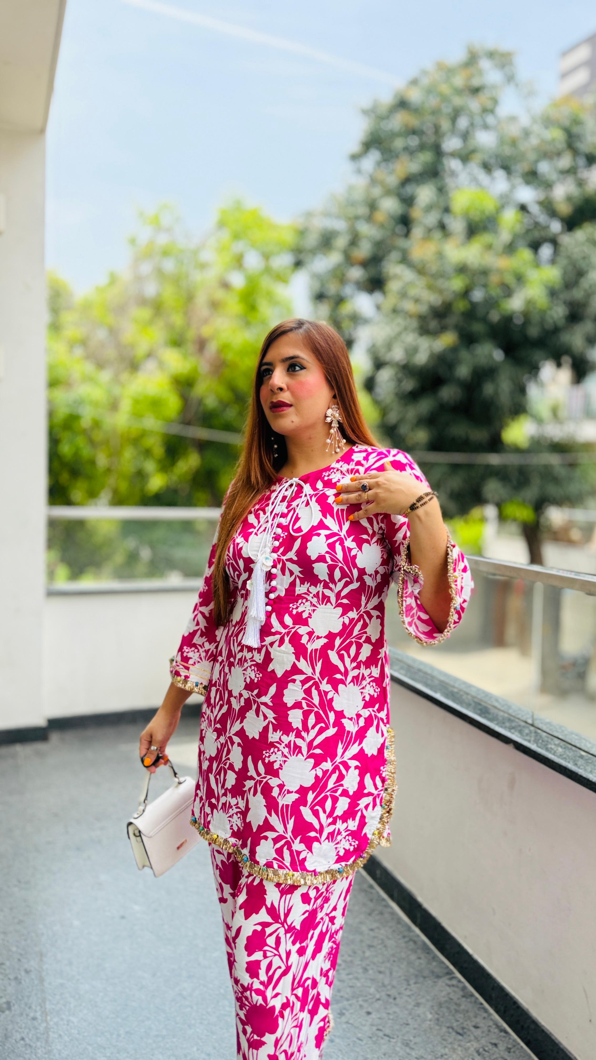 Pink Mul Farshi Co-Ord