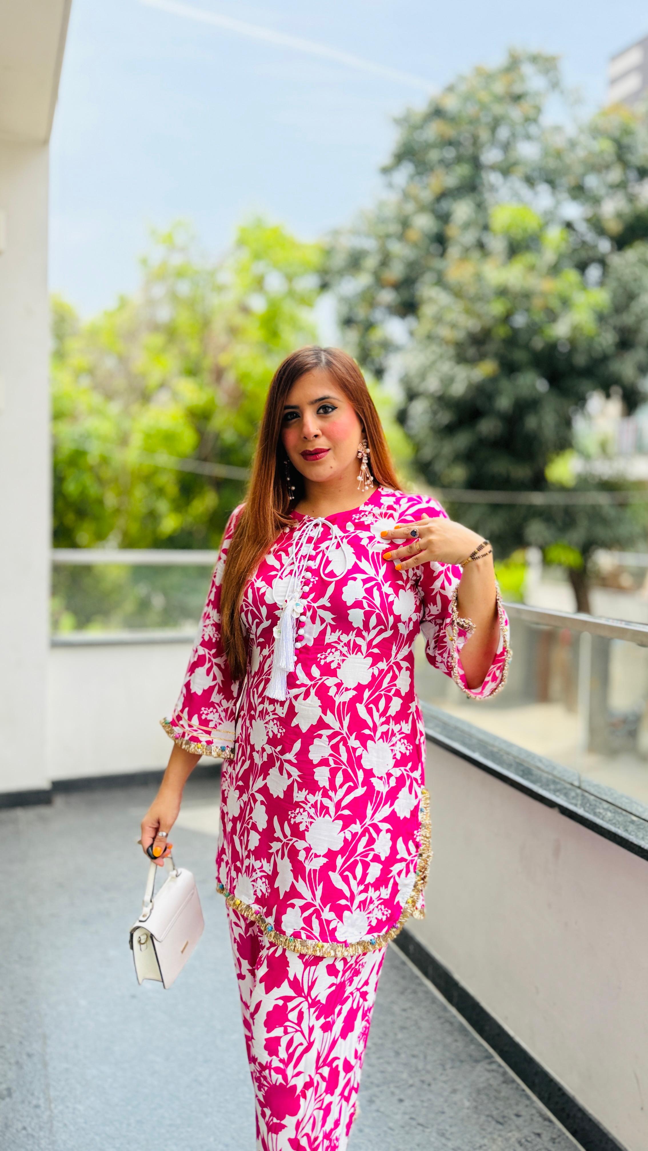 Pink Mul Farshi Co-Ord