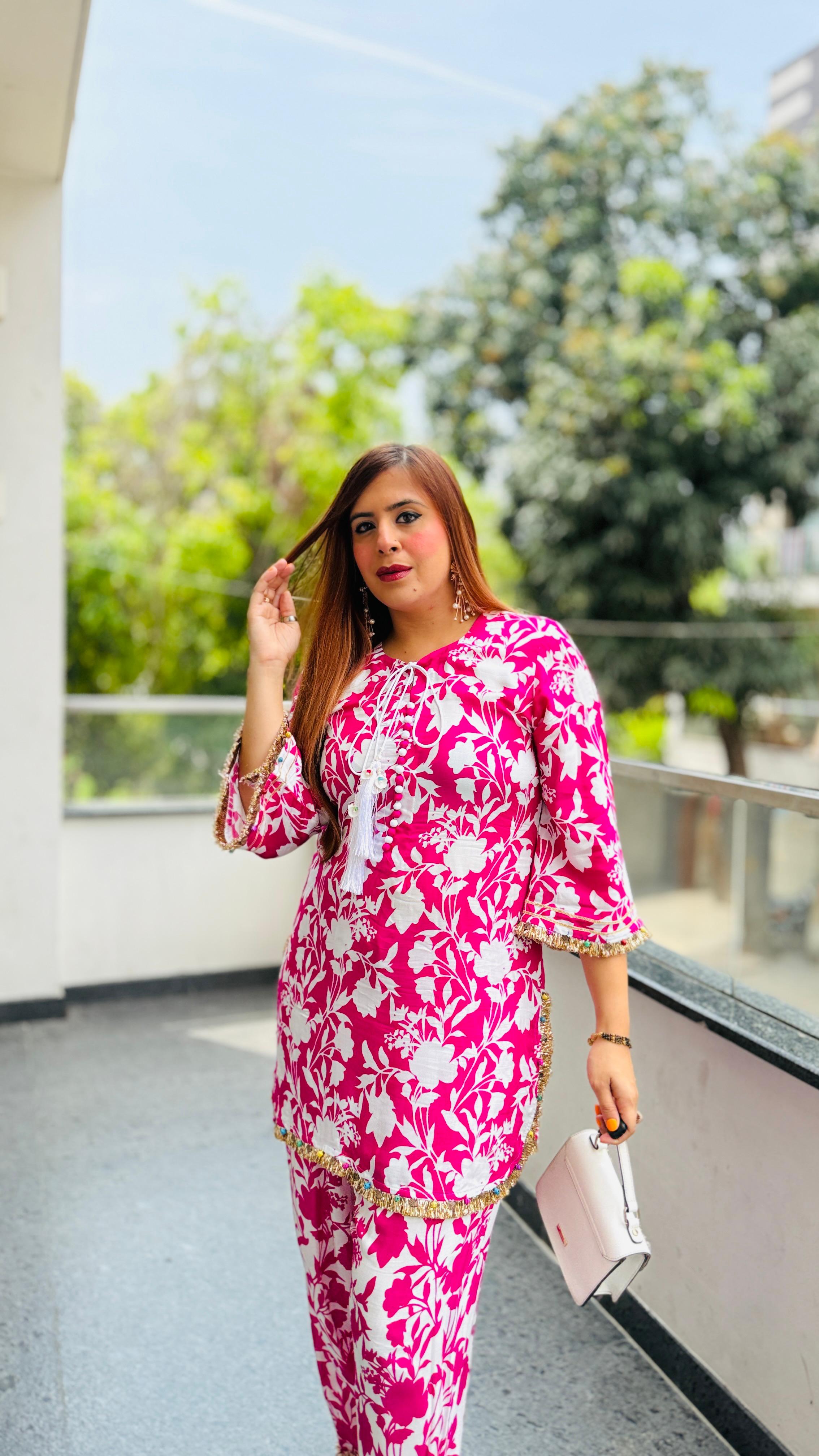 Pink Mul Farshi Co-Ord
