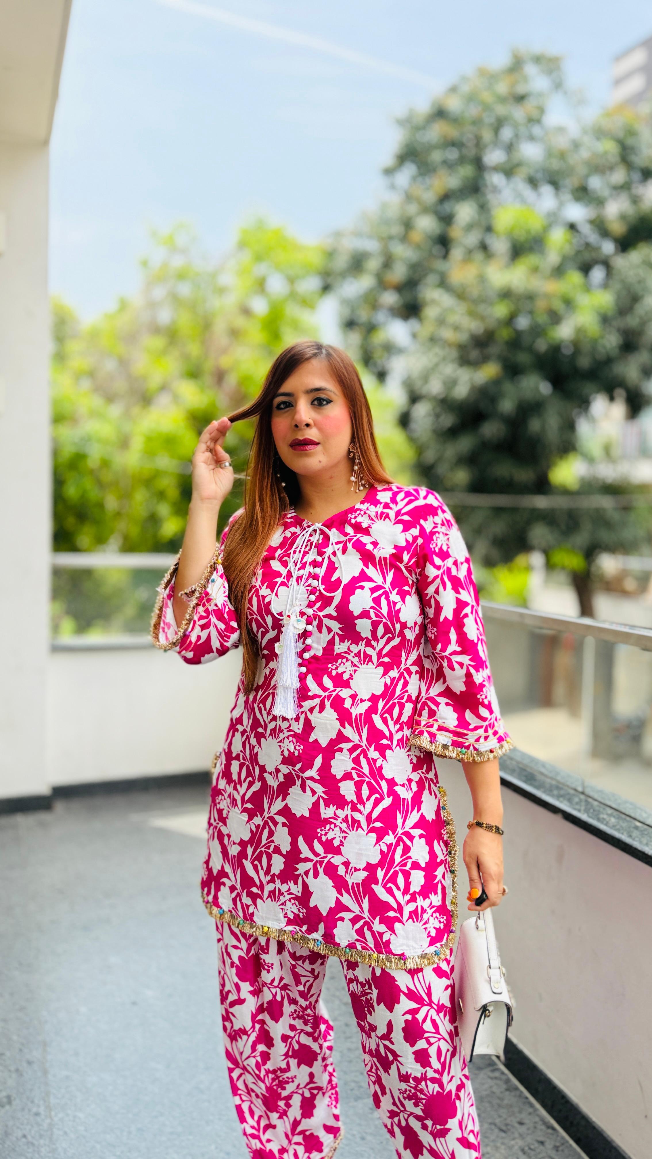 Pink Mul Farshi Co-Ord