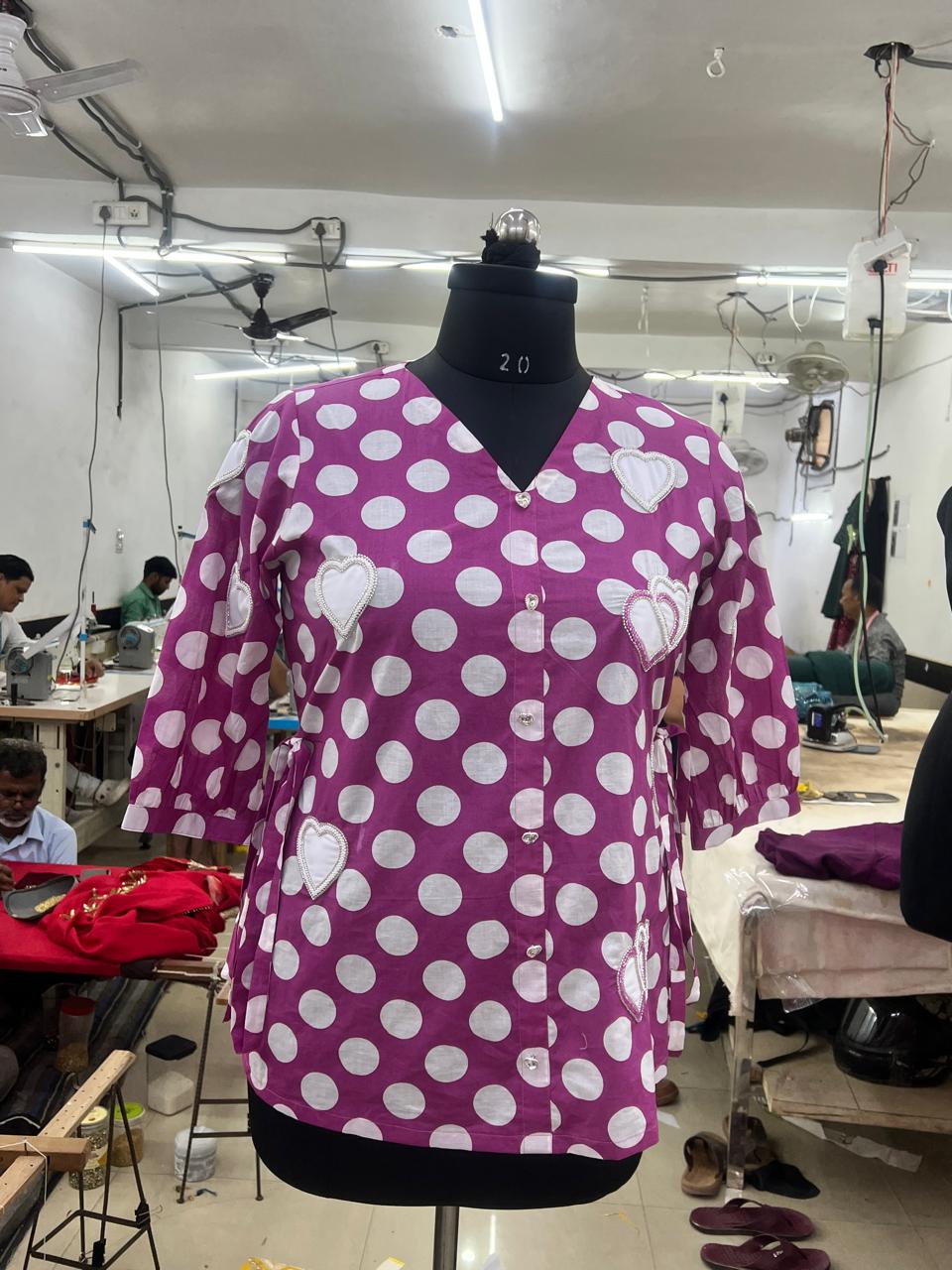 Purple Polka Dot Heart Top