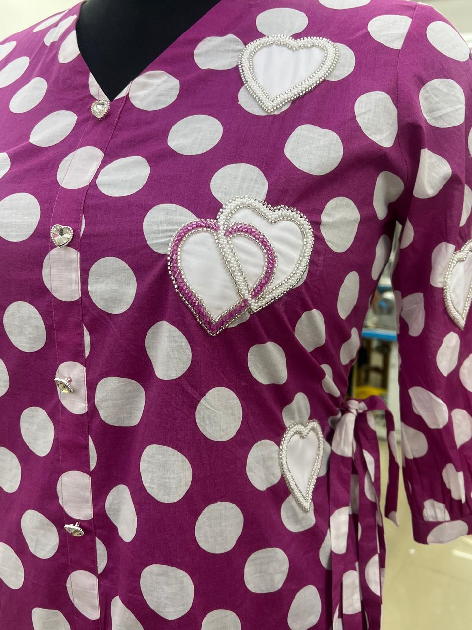 Purple Polka Dot Heart Top