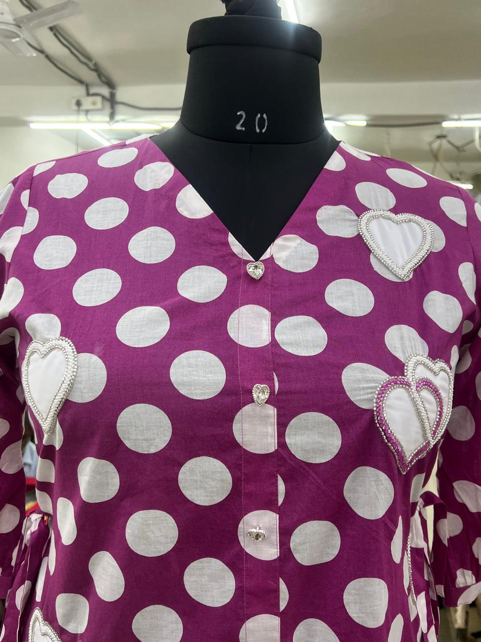 Purple Polka Dot Heart Top