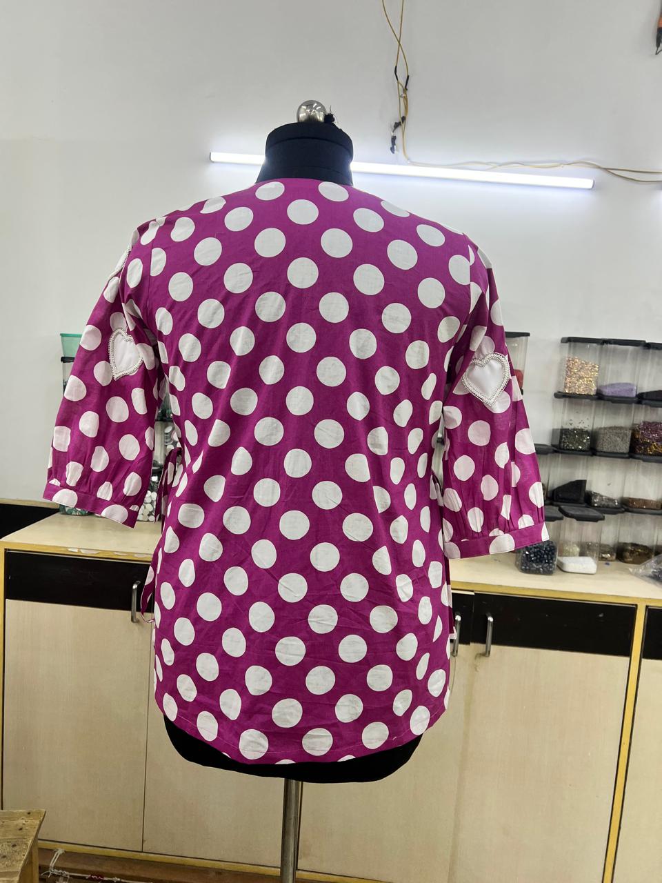 Purple Polka Dot Heart Top