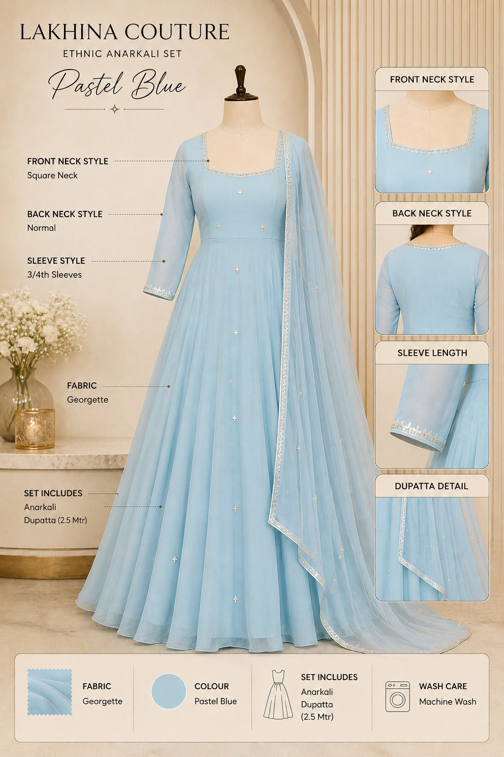 Blue Elegance Anarkali Set