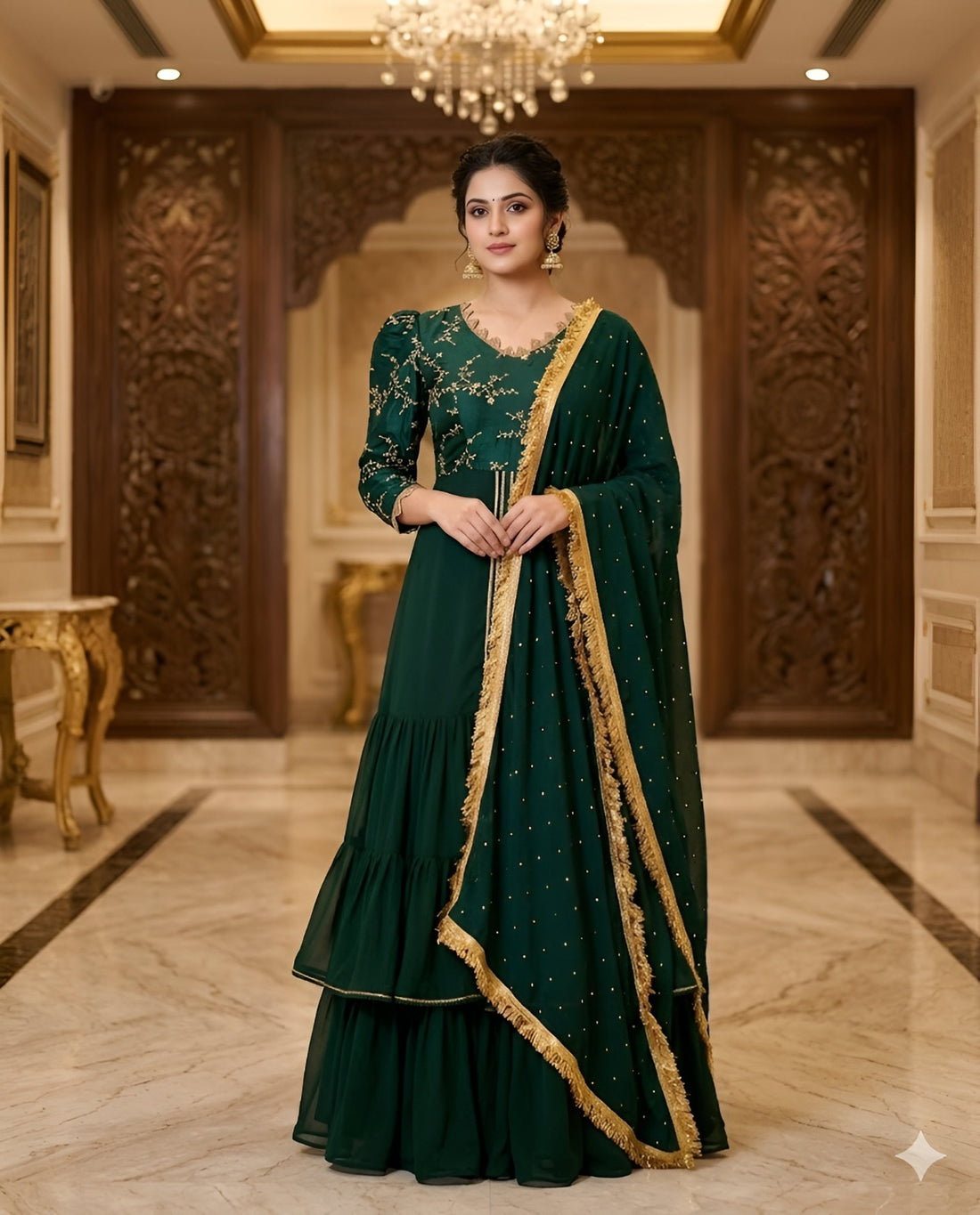 Bottle Green Lehenga