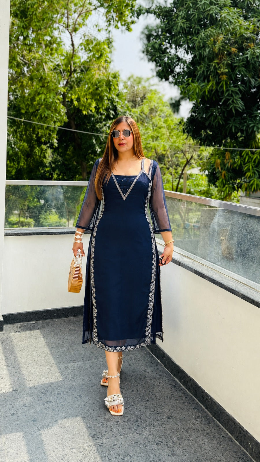 Navy Blue Starlit Charm Kurti