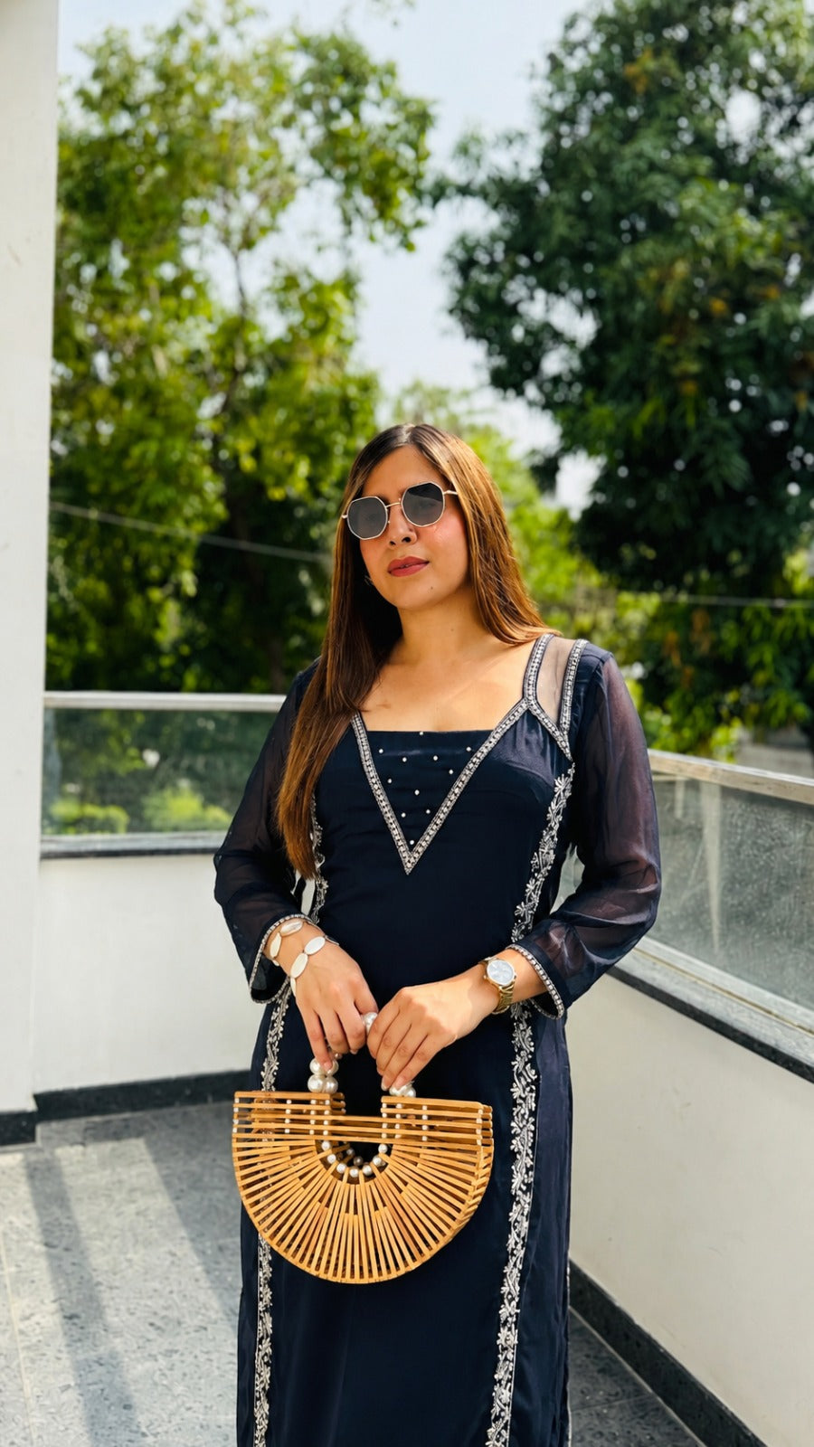 Navy Blue Starlit Charm Kurti