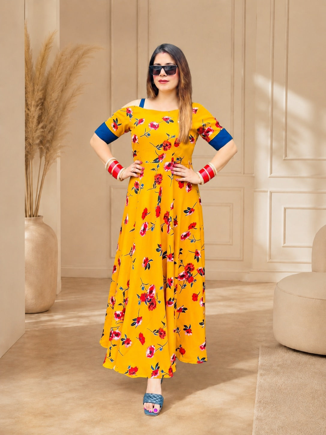 Mustard Floral Maxi