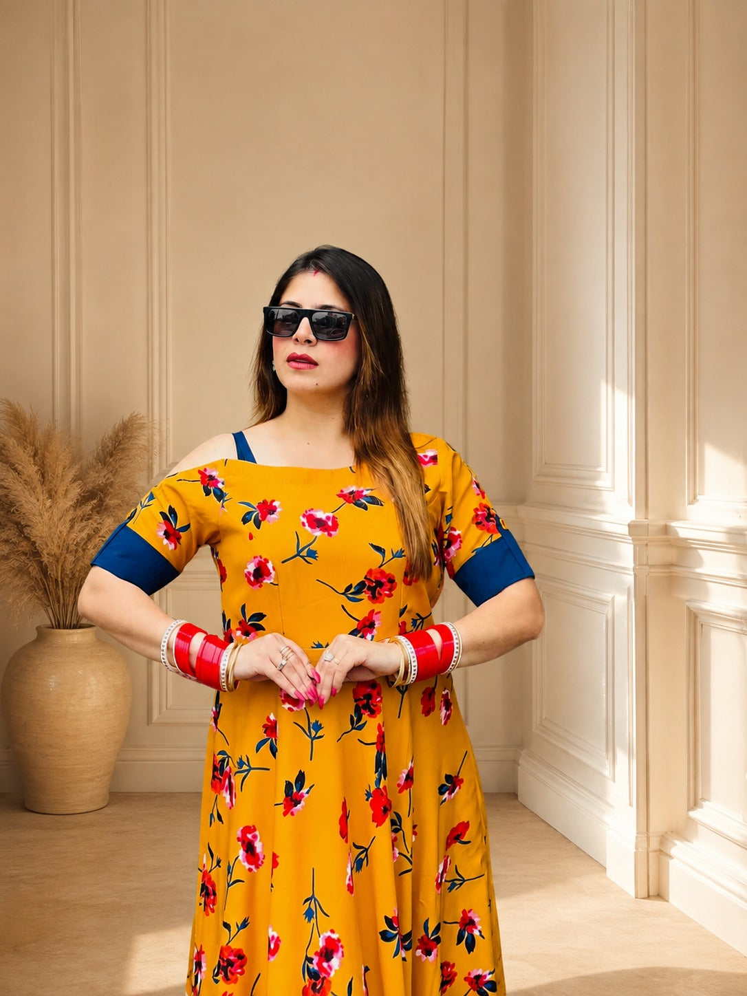 Mustard Floral Maxi