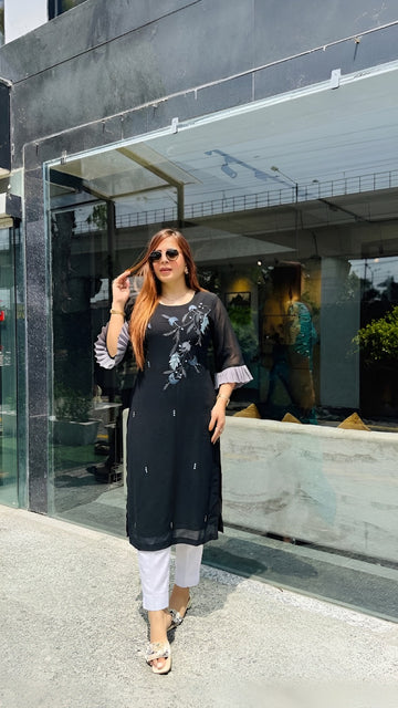 Black Embroidered Kurti