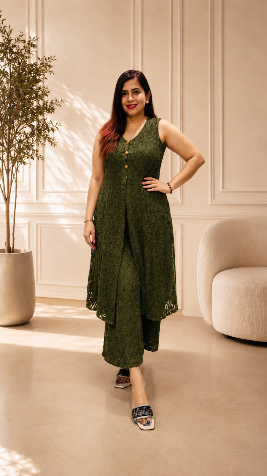 Olive Green Chantilly Co-Ord