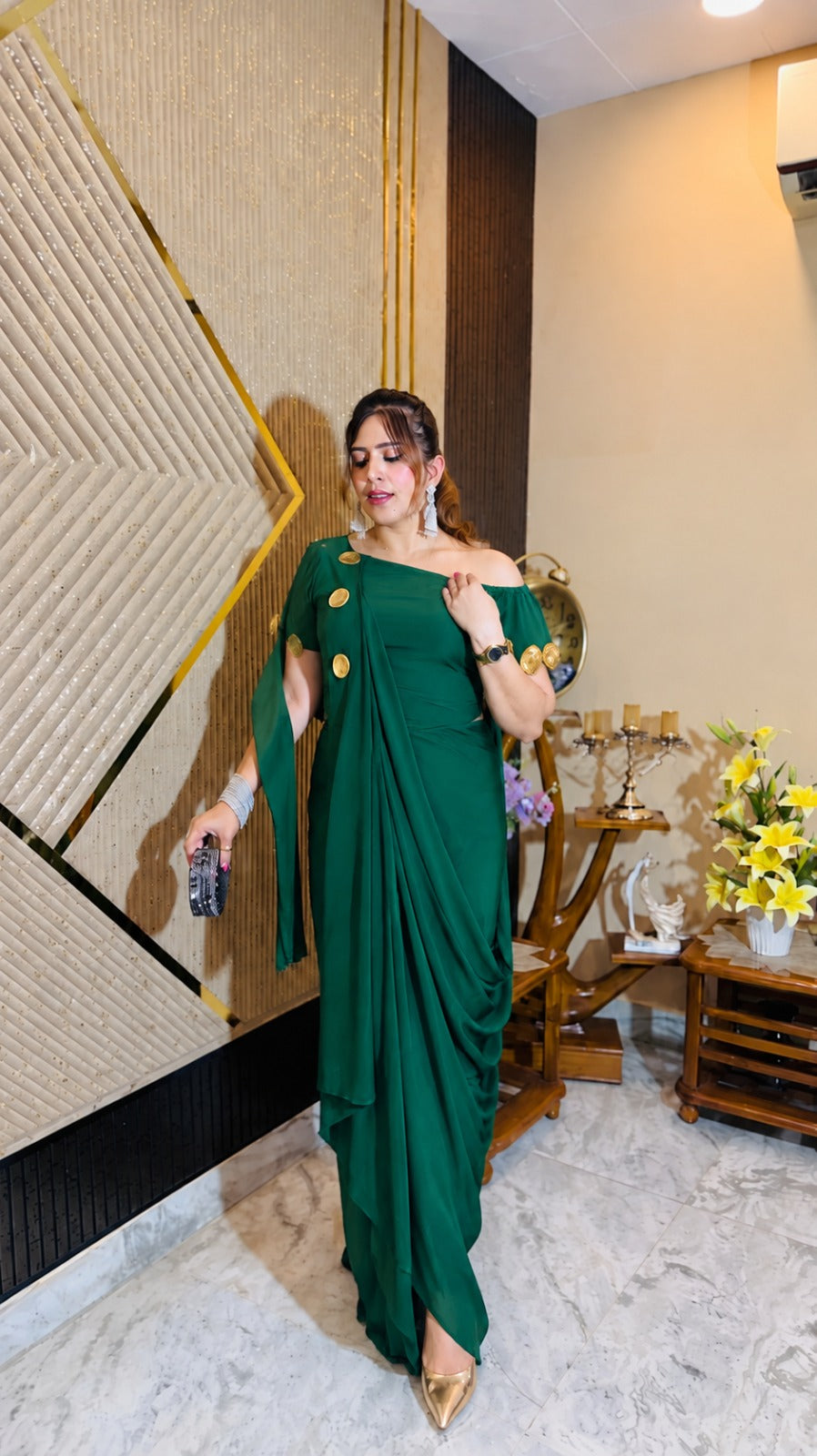 Bottle Green Diwali Drape