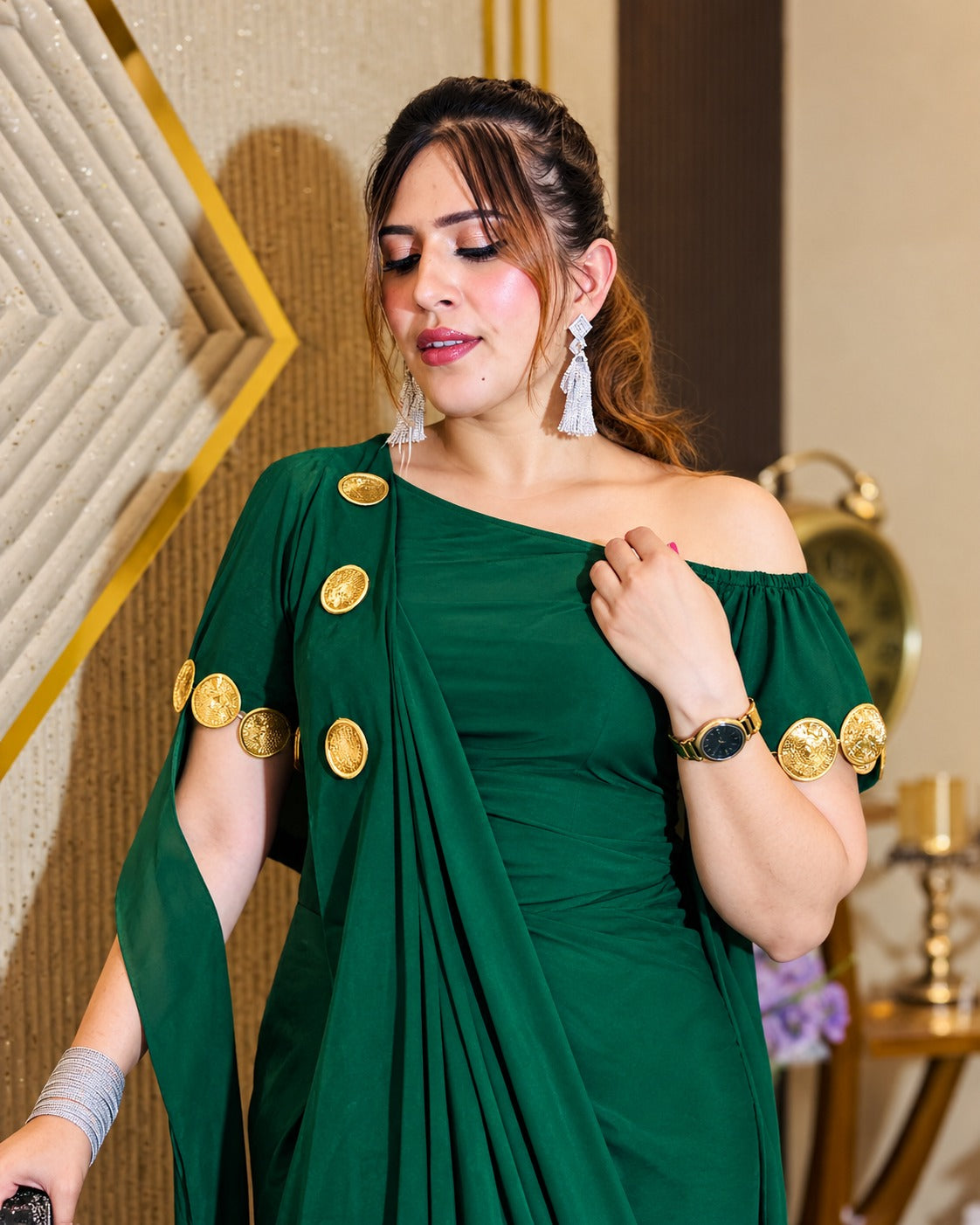 Bottle Green Diwali Drape